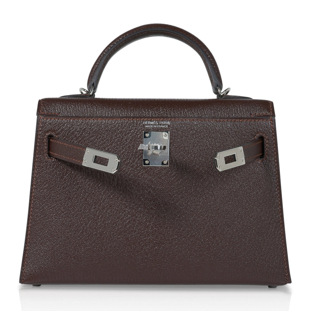 Kelly 20 Bi-Color Mini Sellier Bag Havane / Etrusque Chevre Palladium