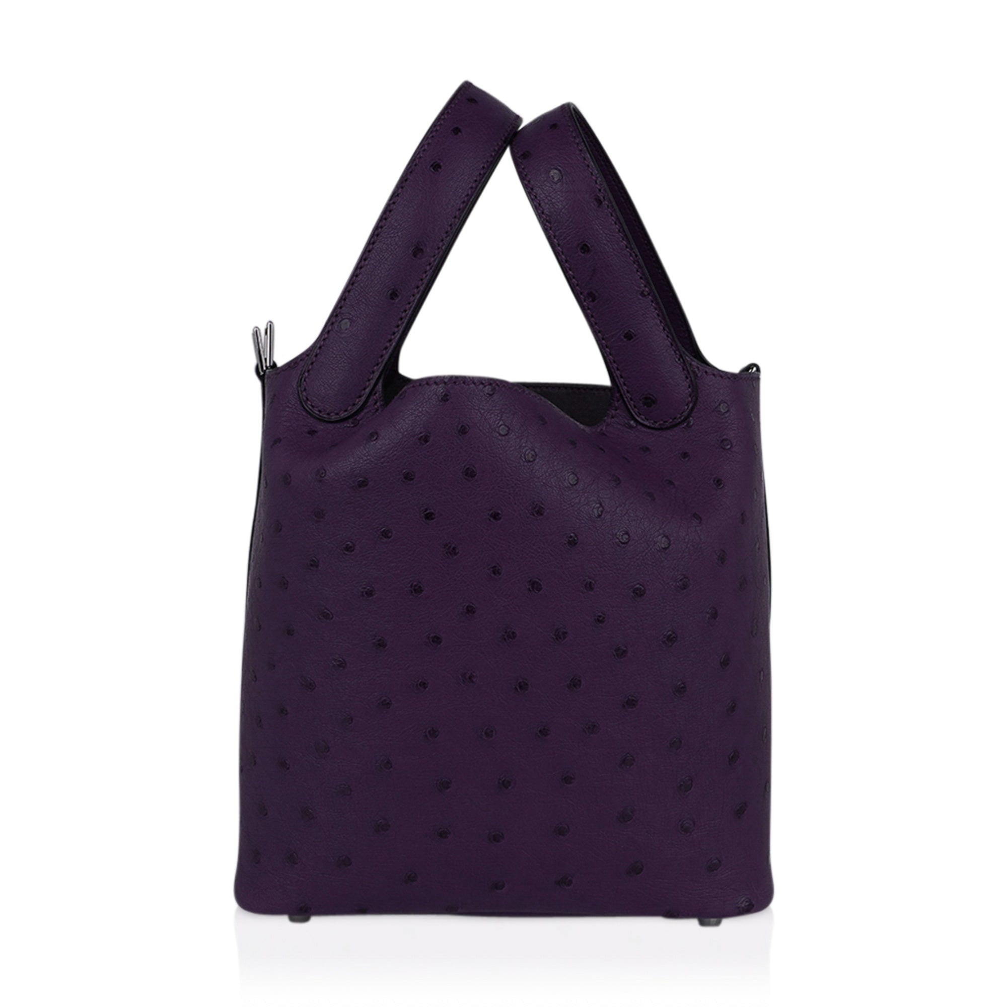 Picotin Lock 18 Bag Violine Ostrich Tote Palladium Hardware