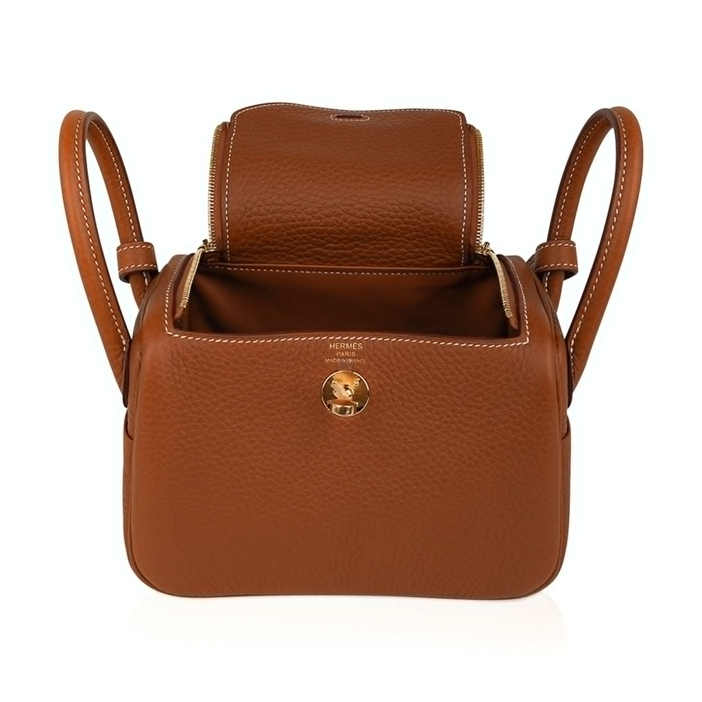 Mini Lindy 20 Bag Gold Clemence Leather with Gold Hardware