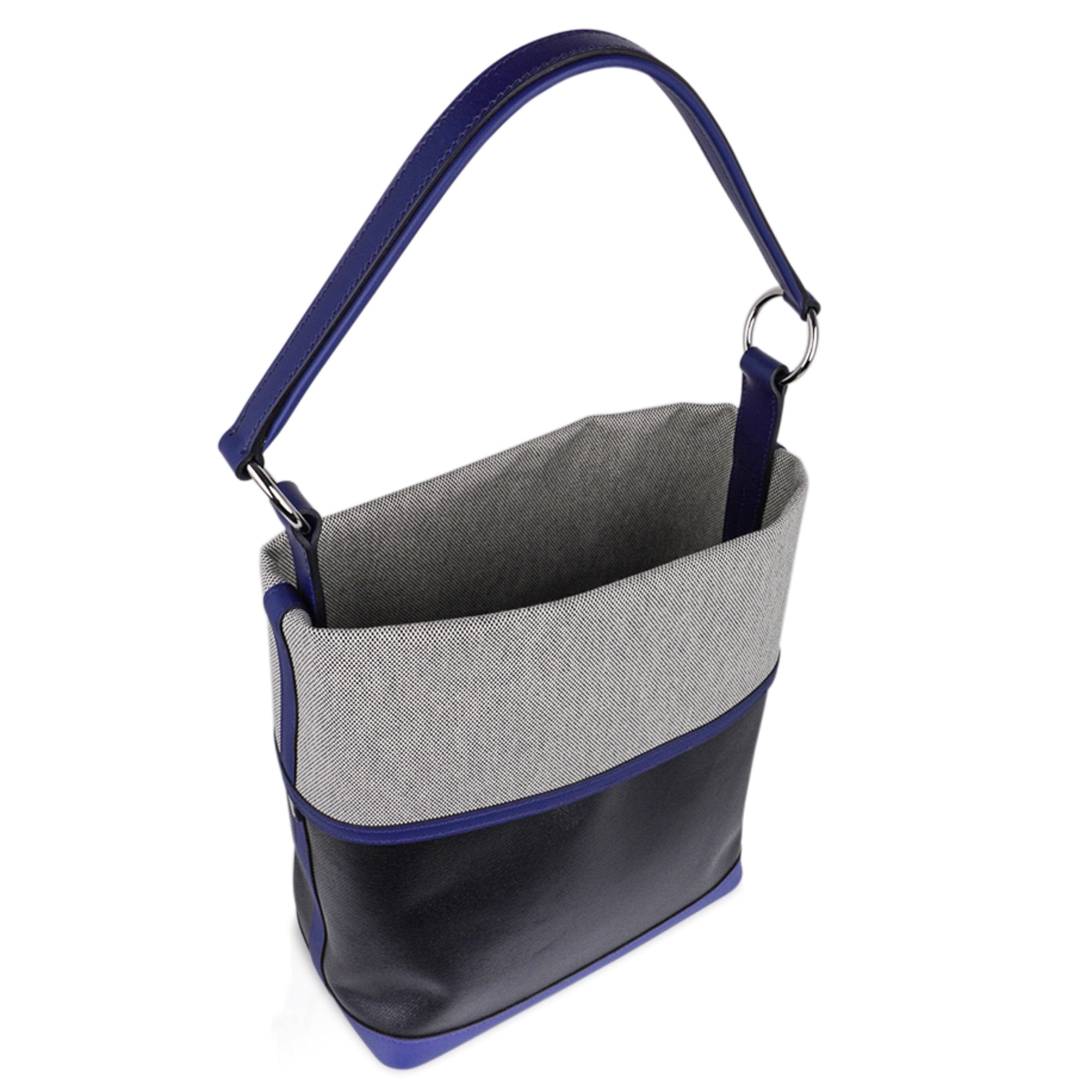 Col Roule Bag Noir Toile Berline Bleu Saphir and Toile Tote