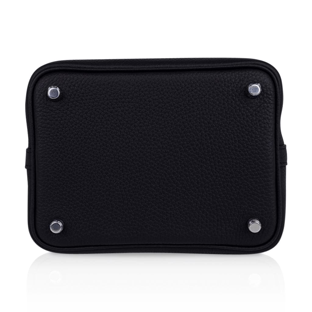 Picotin Lock 18 Bag Black Clemence Tote Palladium New