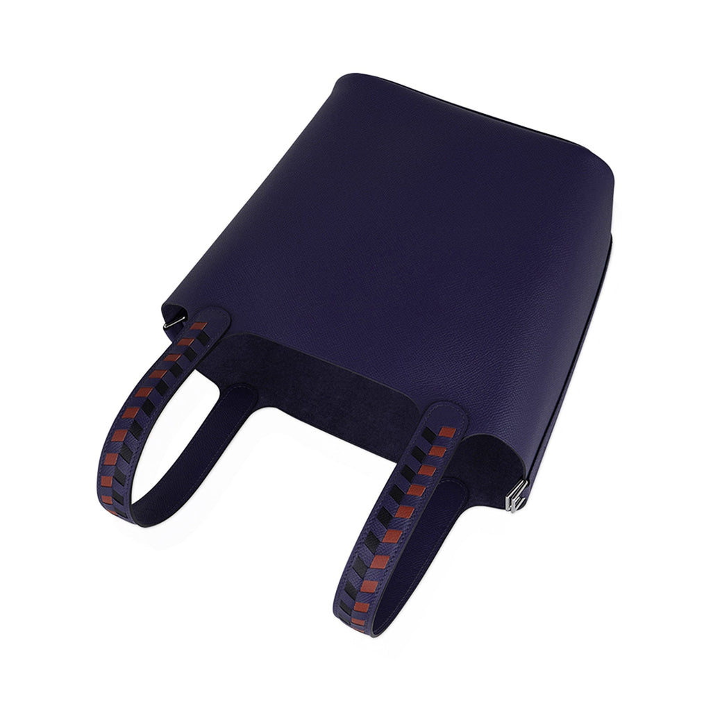 Picotin Lock 22 Bag Tressage Bleu Encre / Brique / Noir Palladium