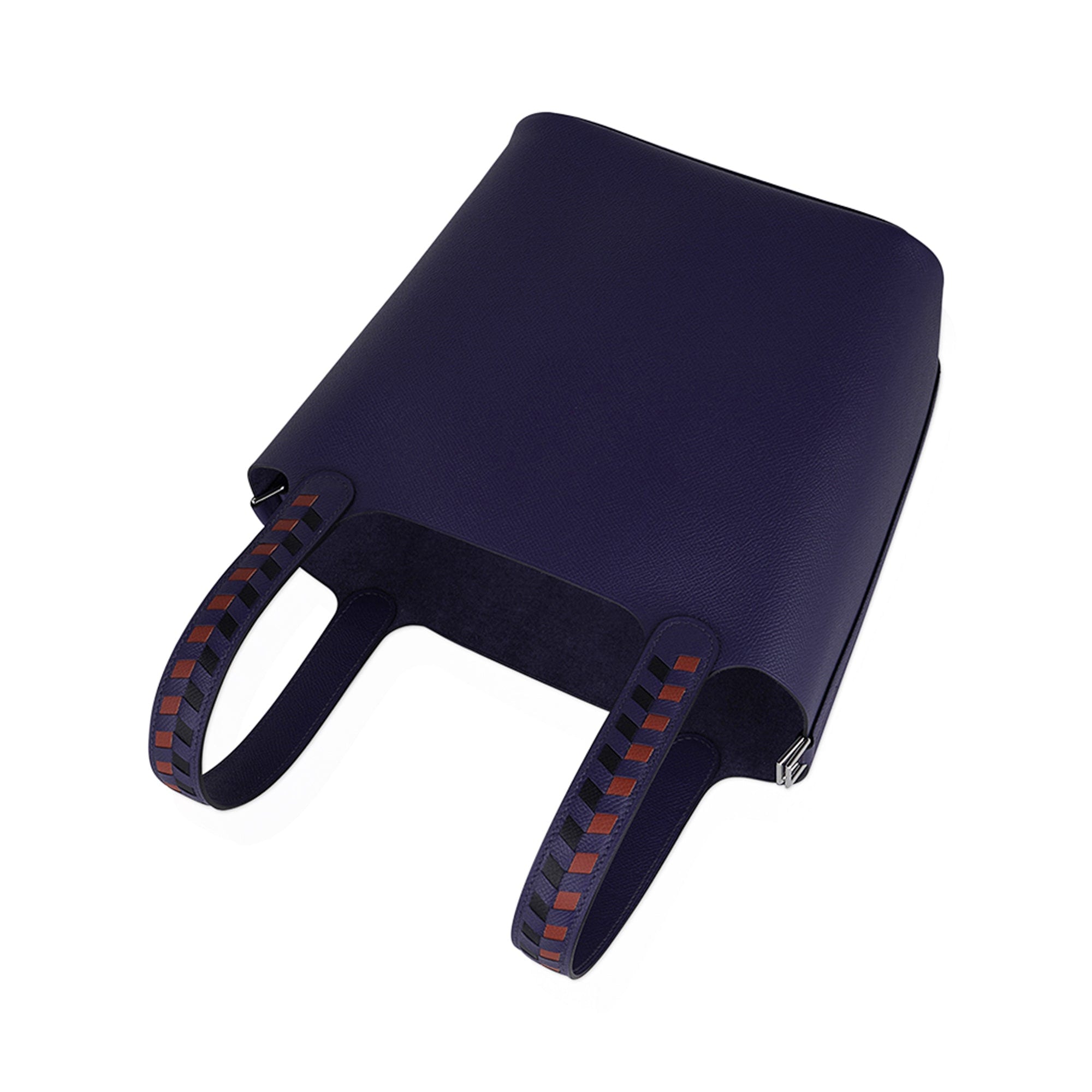 Picotin Lock 22 Bag Tressage Bleu Encre / Brique / Noir Palladium