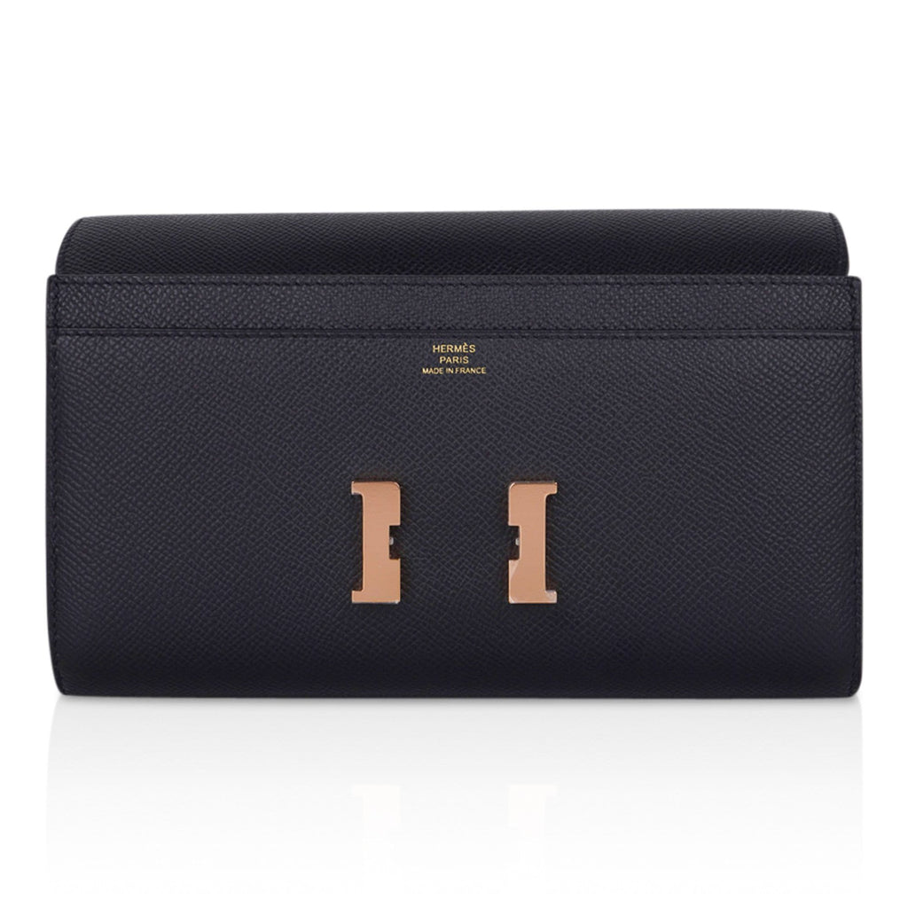 Constance Long To Go Wallet Black Rose Gold Hardware Epsom New w/ Box