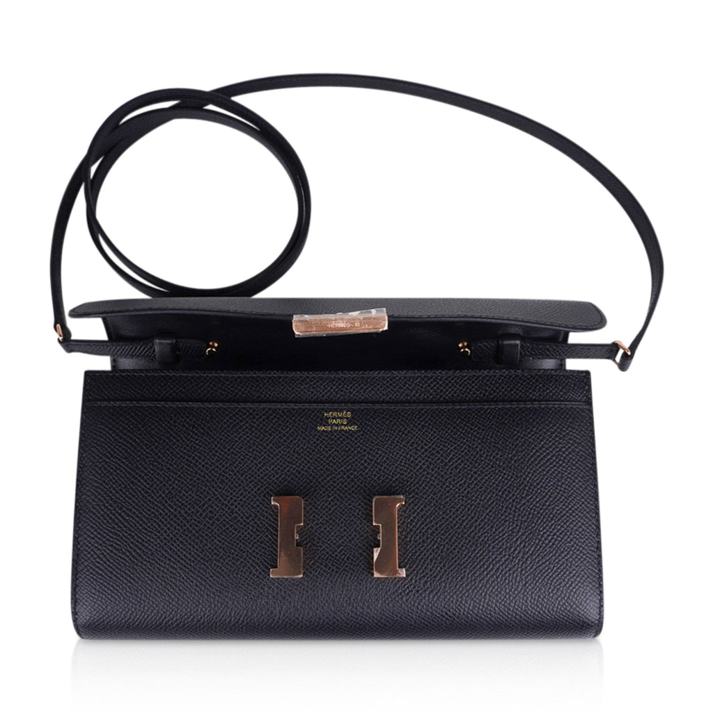 Constance Long To Go Wallet Black Rose Gold Hardware Epsom New w/ Box