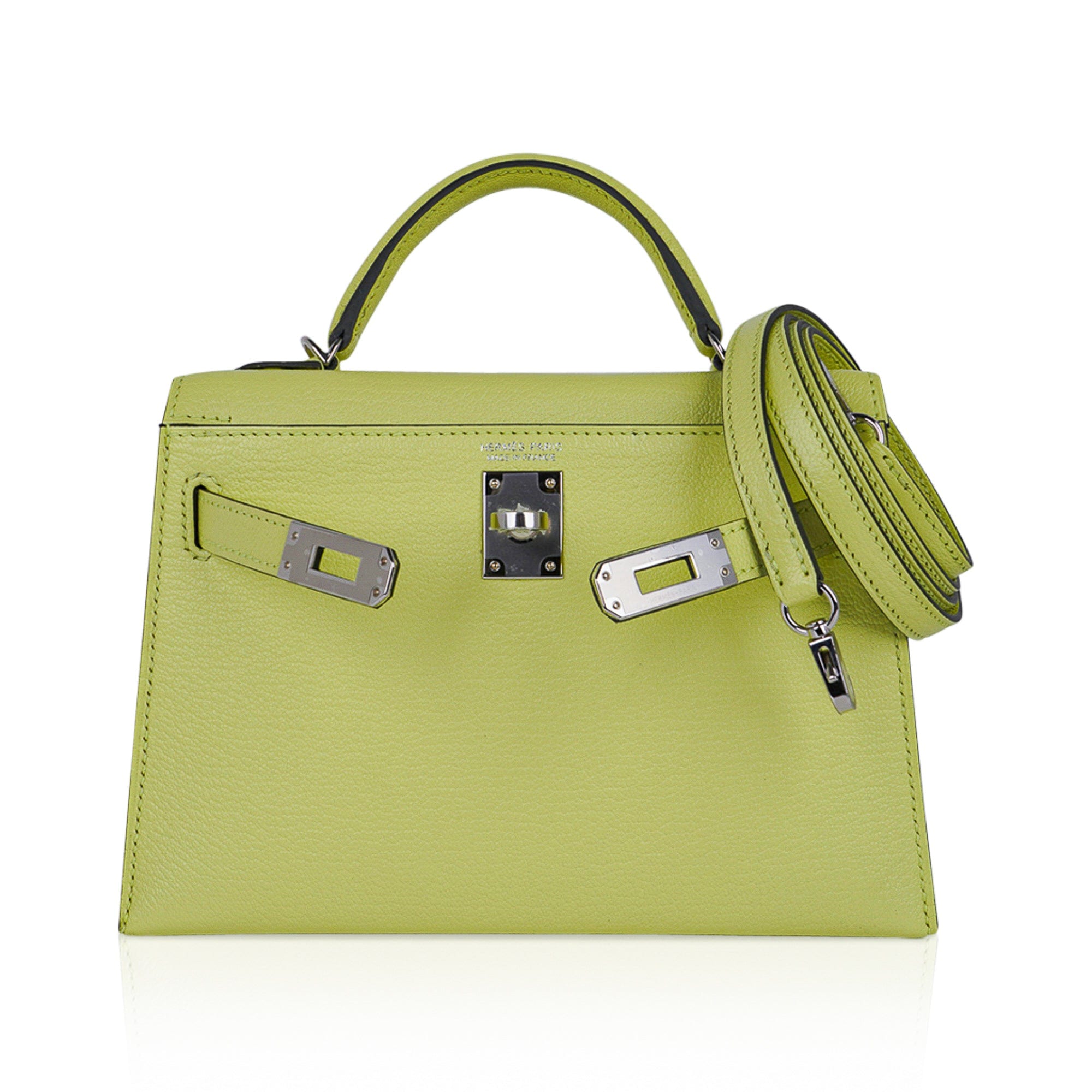Mini Kelly 20 Bag Sellier Jaune Bourgeon Chevre Leather with Palladium Hardware