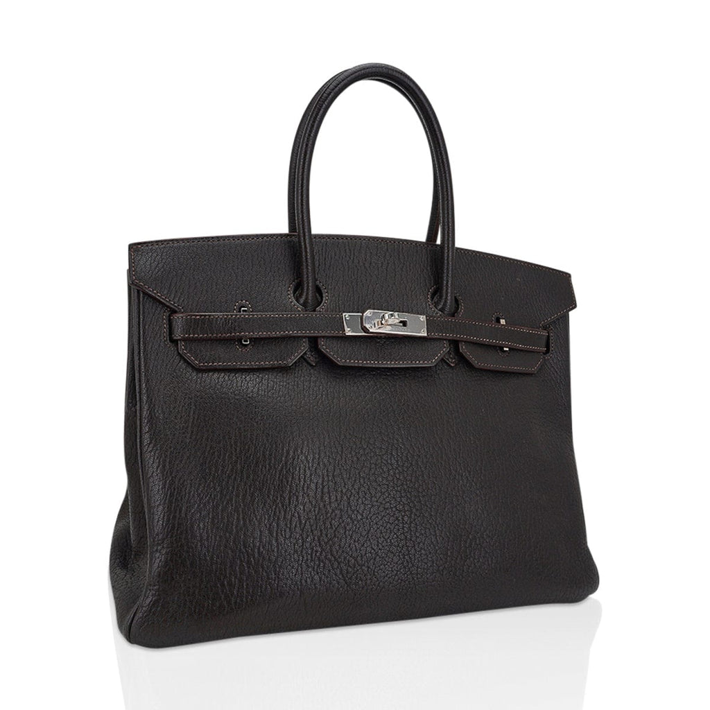 Birkin 35 Bag Cocoan Brown Chevre Leather with Palladium Hardware