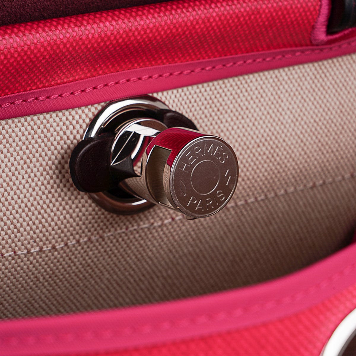 Herbag Zip 31 Bag Rose Shocking Berline Canvas Rouge Sellier Leather with Palladium Hardware