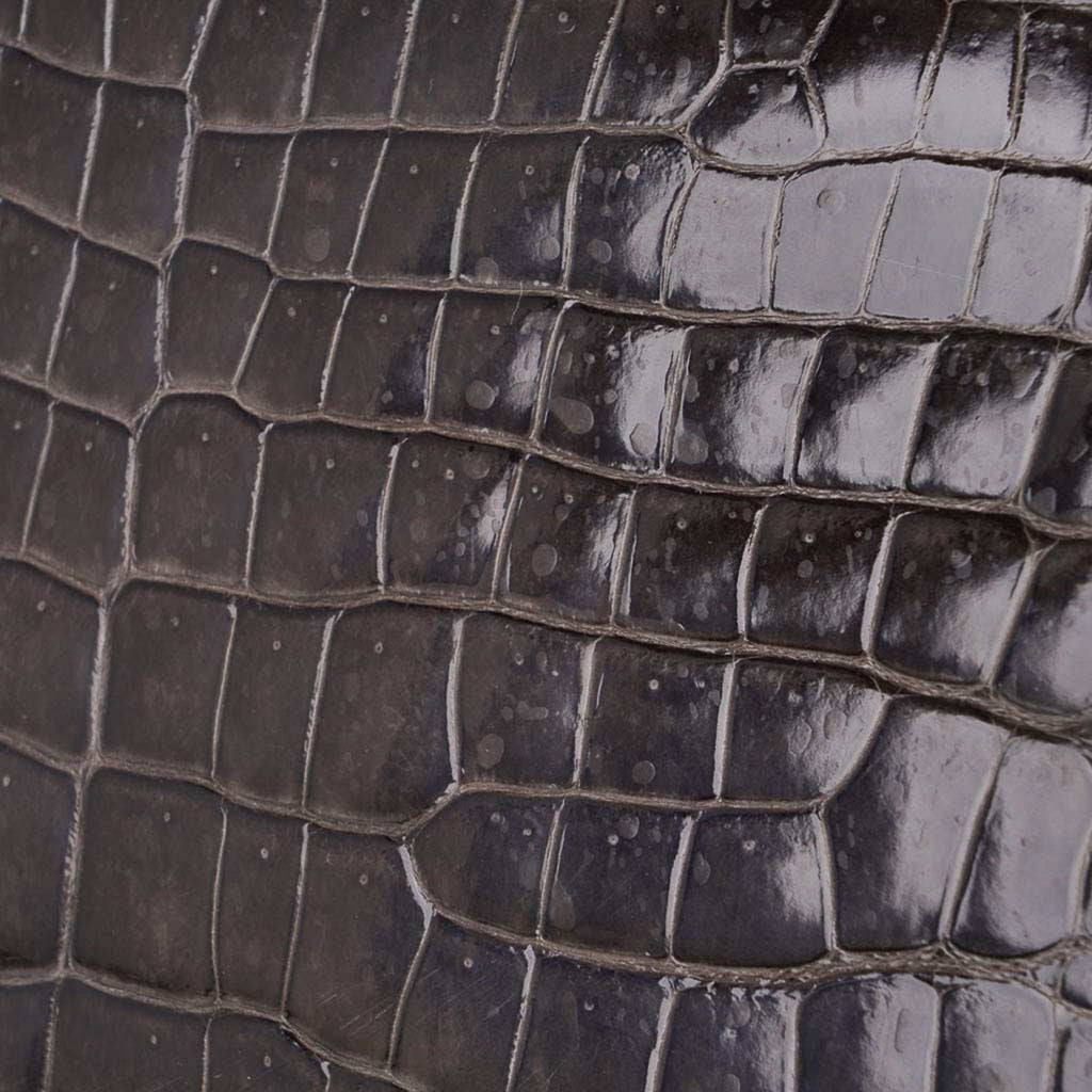 Special Order HSS Birkin 35 Bag Gris Fonce Porosus Crocodile with Palladium Hardware