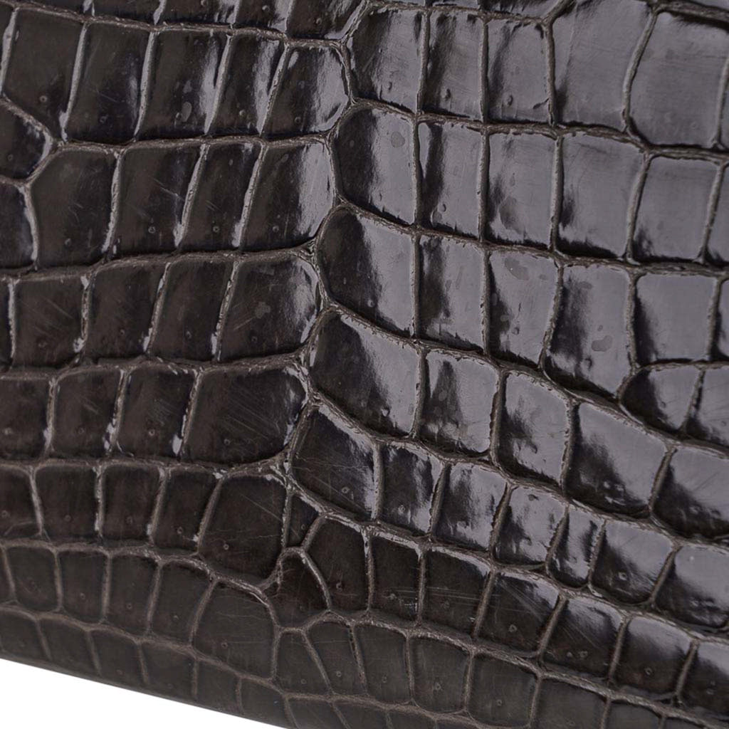 Special Order HSS Birkin 35 Bag Gris Fonce Porosus Crocodile with Palladium Hardware