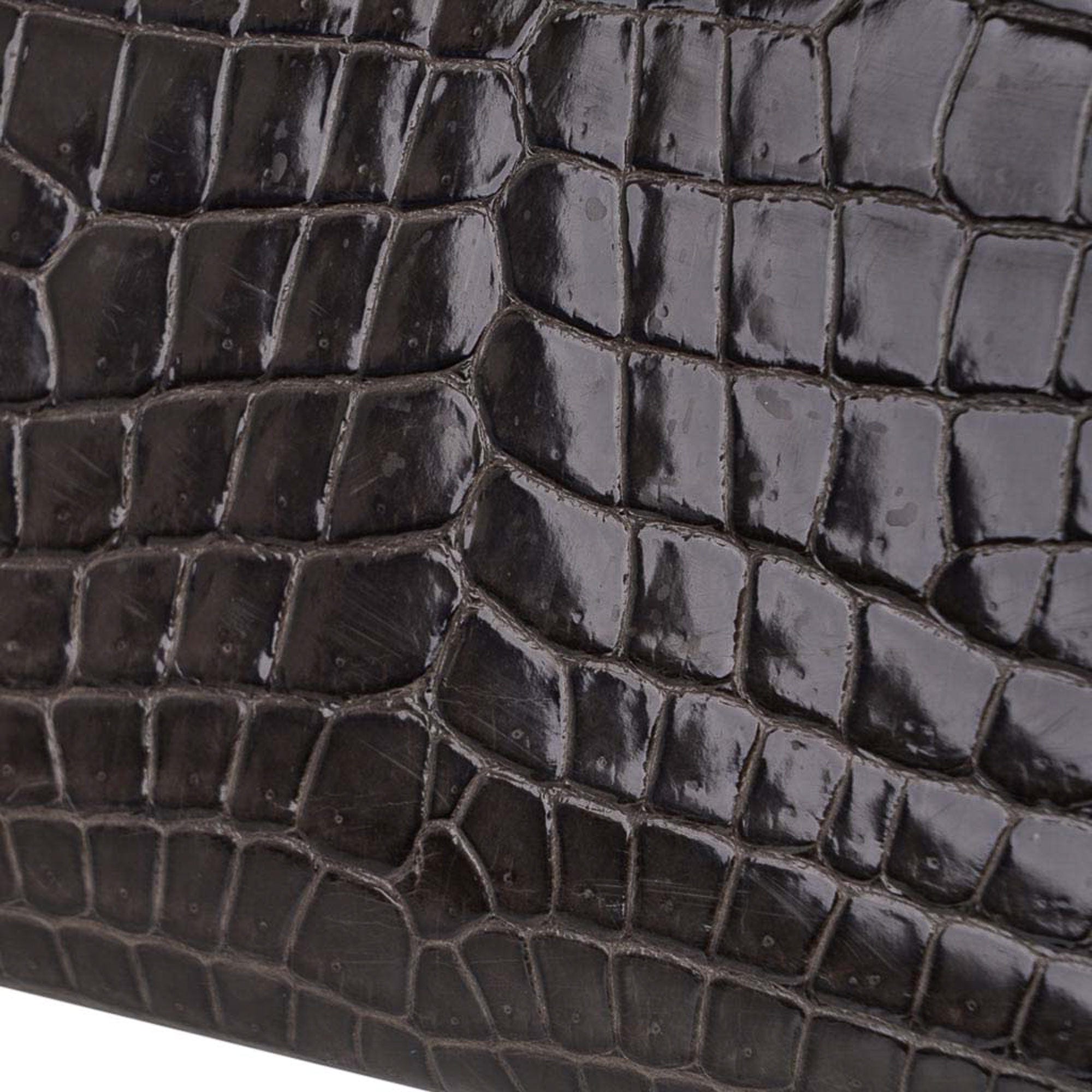 Special Order HSS Birkin 35 Bag Gris Fonce Porosus Crocodile with Palladium Hardware