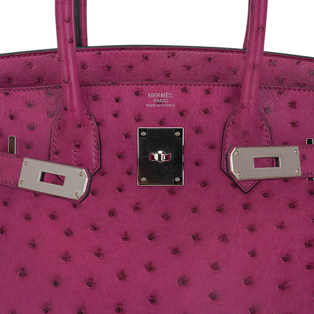 Birkin 30 Bag Rose Pourpre Ostrich with Palladium Hardware
