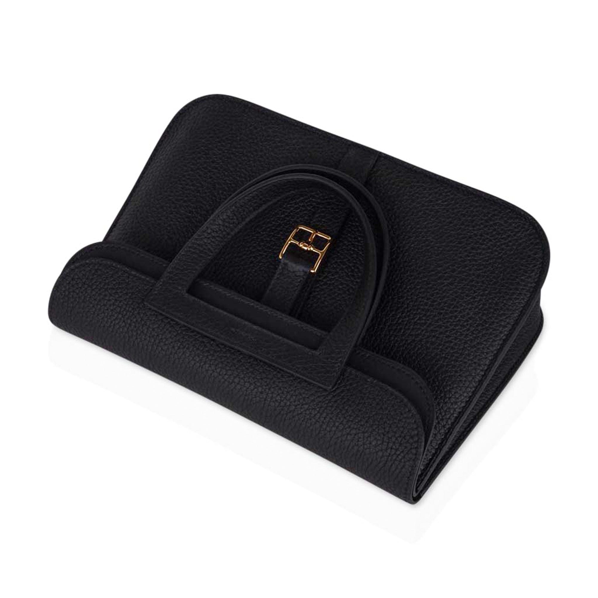 Halzan 25 Bag Black Gold Hardware Clemence Leather New w/Box