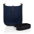 Limited Edition Mini Evelyne TPM Bag Blue Feutre Black Swift Leather with Gold Hardware