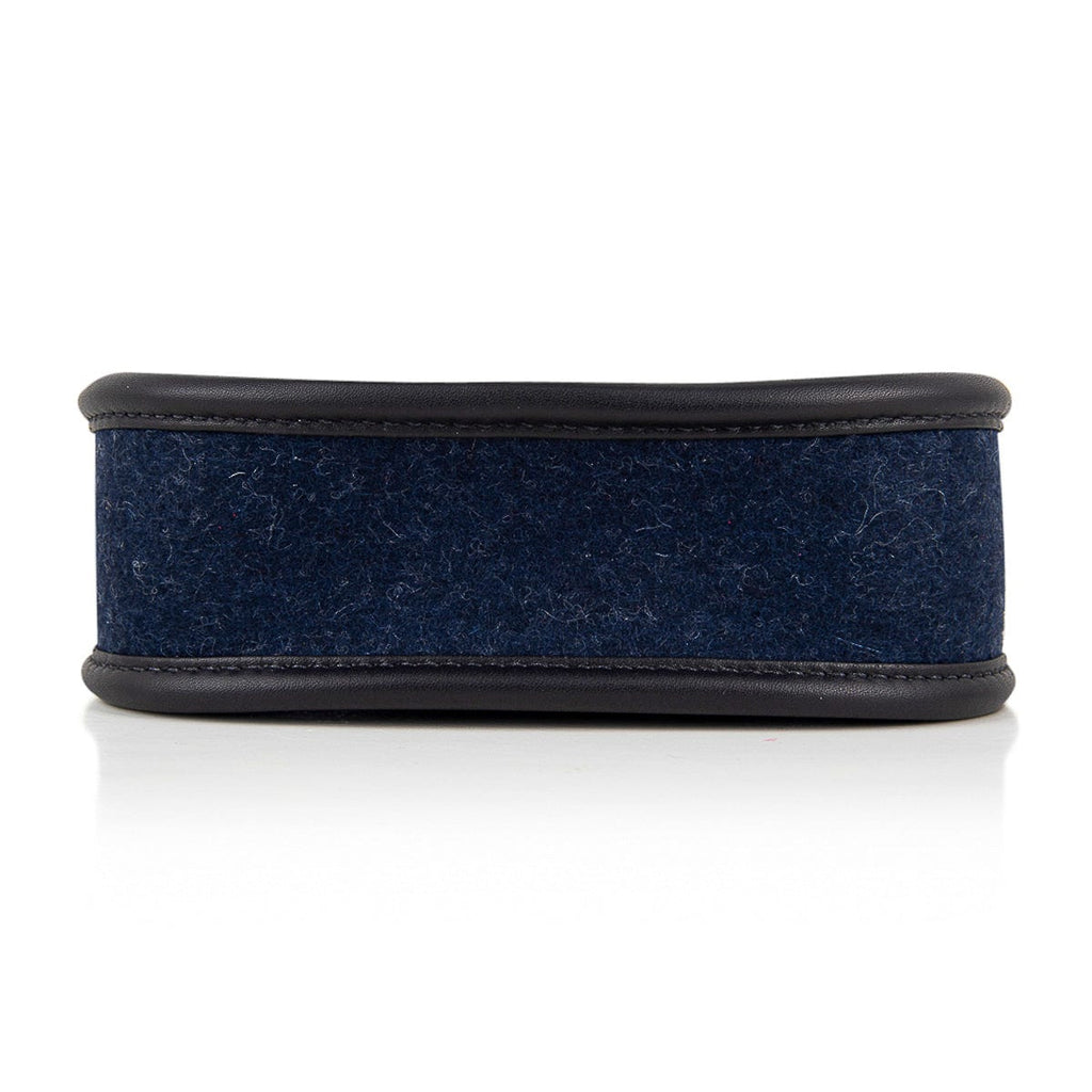Limited Edition Mini Evelyne TPM Bag Blue Feutre Black Swift Leather with Gold Hardware