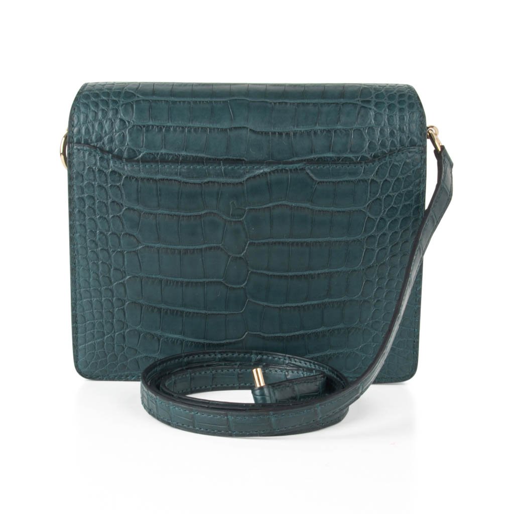 Mini Roulis Bag Vert Cypress Alligator (Convertible Shoulder to Crossbody)