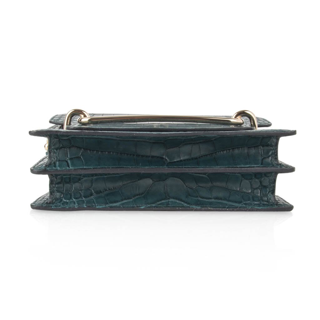 Mini Roulis Bag Vert Cypress Alligator (Convertible Shoulder to Crossbody)