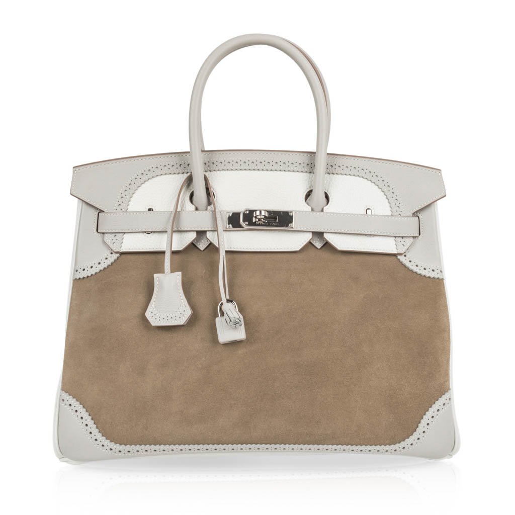 Birkin 35 Bag Grizzly Ghillies Gris Perle Gris Caillou  Colour Limited Edition Rare