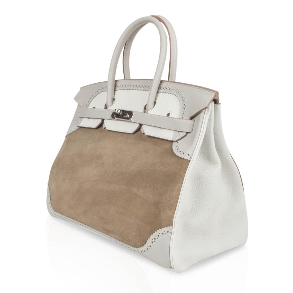 Birkin 35 Bag Grizzly Ghillies Gris Perle Gris Caillou  Colour Limited Edition Rare