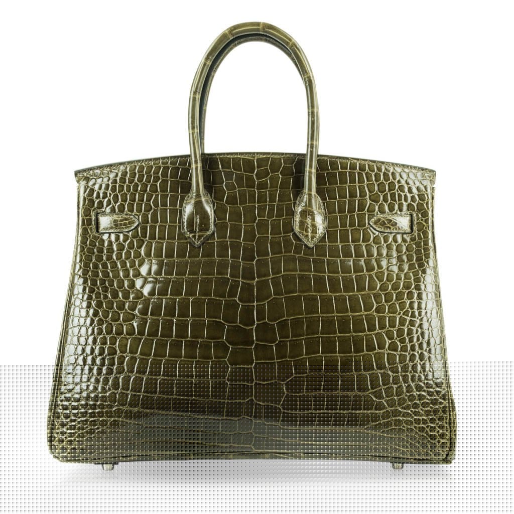 Birkin 35 Bag Vert Veronese Porosus Crocodile Palladium Hardware