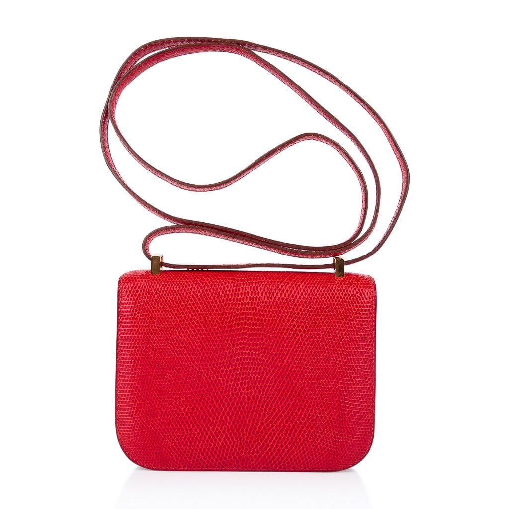 Vintage Limited Edition Micro Constance Bag Rouge Lizard with Gold Hardware