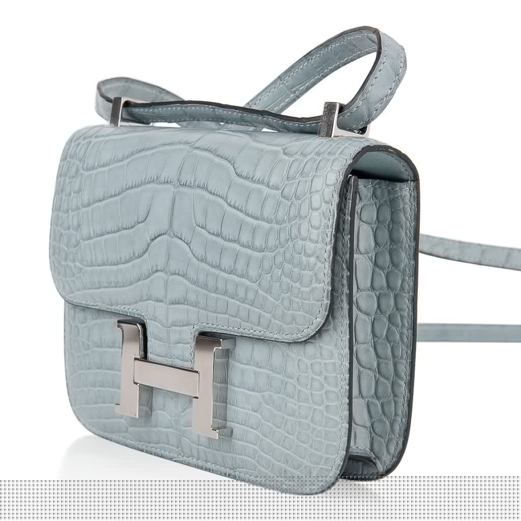 Limited Edition Micro Constance Bag Ciel Matte Alligator with Palladium Hardware