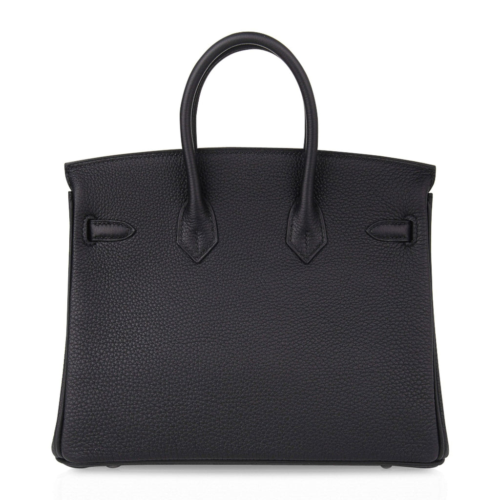 Birkin 25 Bag Black Palladium Hardware Togo Leather