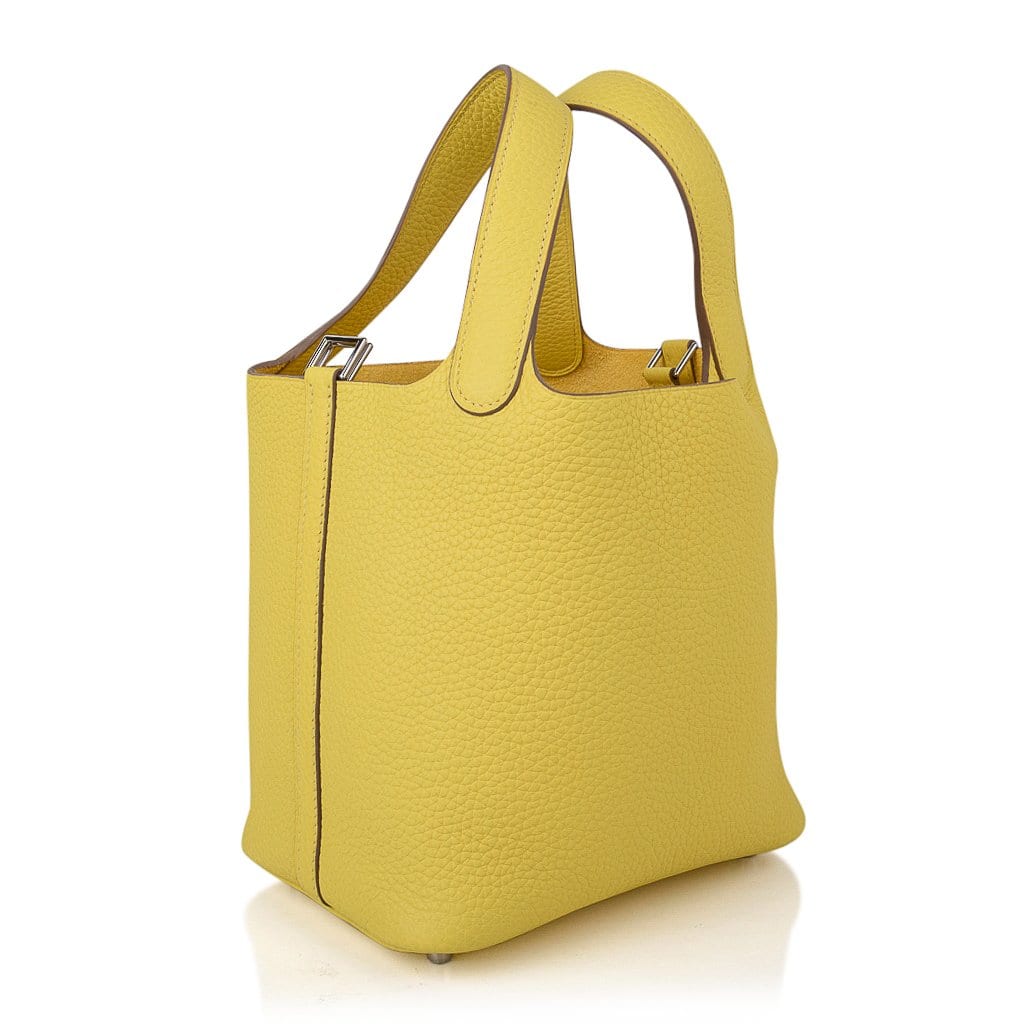 Picotin Lock 18 Bag Lime Tote Clemence Leather Palladium  Hardware