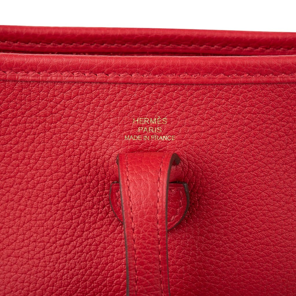 Evelyne TPM Bag Rouge Piment Taurillon Maurice Leather Gold Hardware