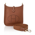 Mini Evelyne TPM Bag Gold Clemence Leather with Gold Hardware