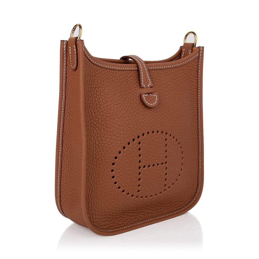 Mini Evelyne TPM Bag Gold Clemence Leather with Gold Hardware