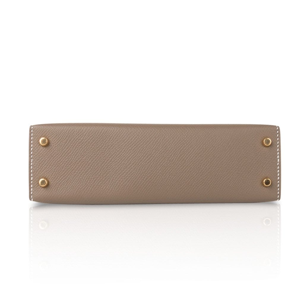 Kelly 20 Mini Sellier Bag Etoupe Limited Edition Epsom Gold Hardware