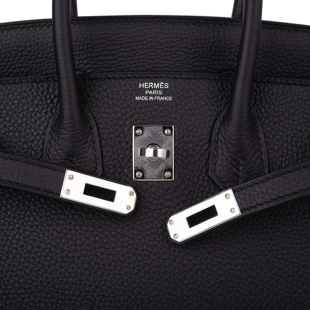 Birkin 25 Bag Black Palladium Hardware Togo Leather