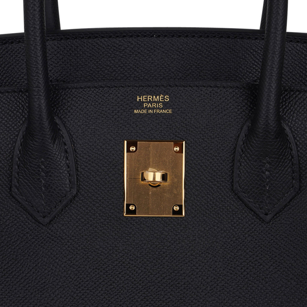 Birkin 30 Bag Black Gold Hardware Epsom Leather New w/ Box