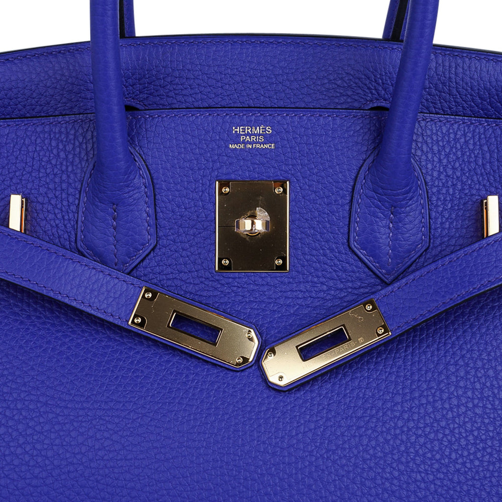 Birkin 30 Bag Blue Electric Clemence Gold Hardware
