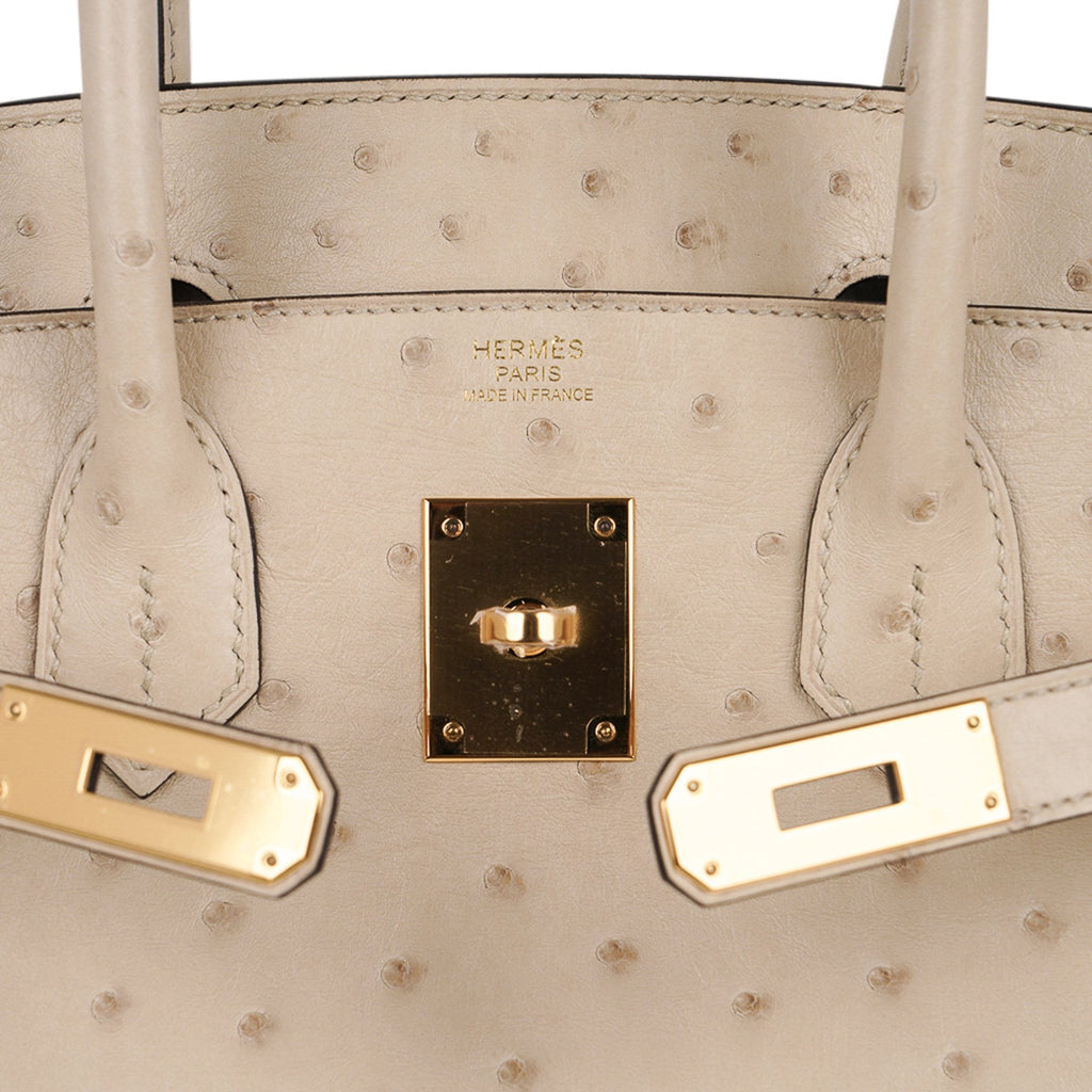 Birkin 30 Bag Ostrich Parchemin Gold Hardware New w/Box