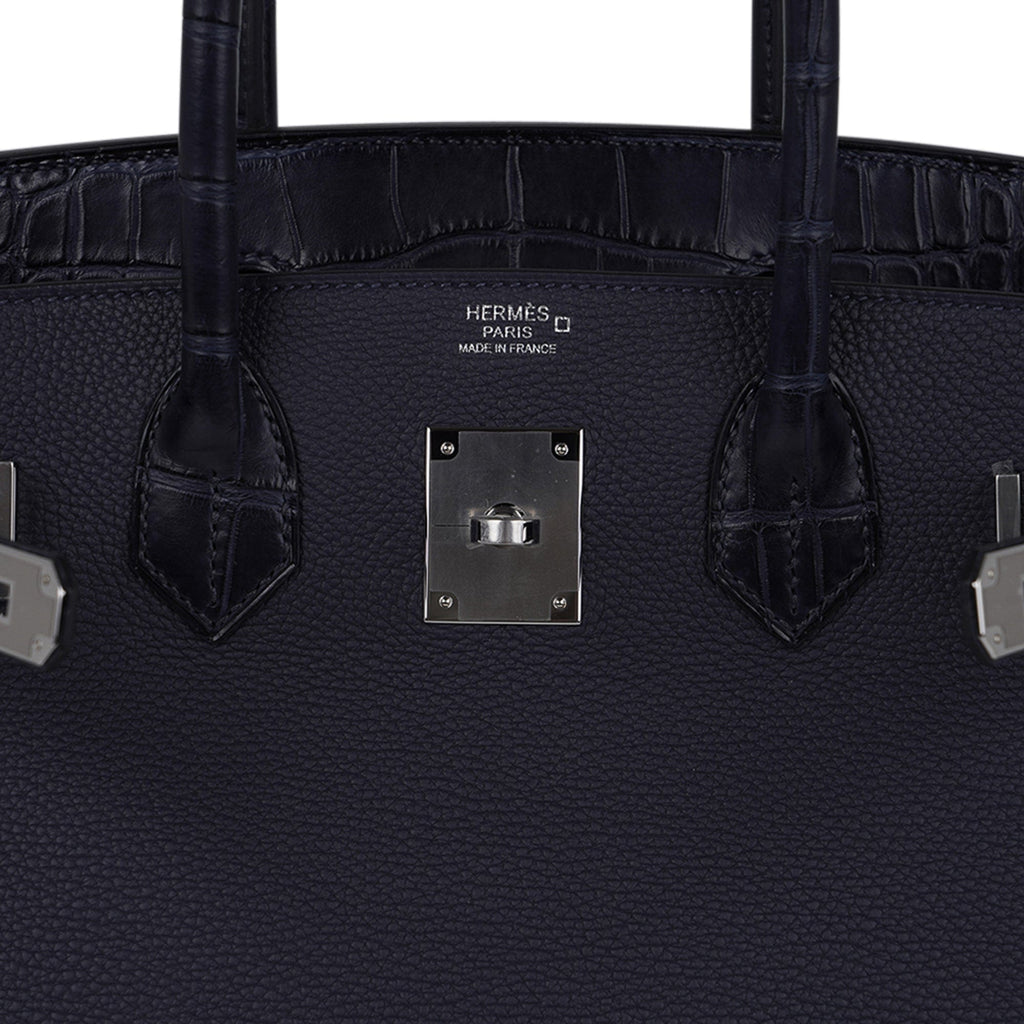 Birkin 30 Touch Blue Indigo Matte Alligator Bag Palladium Hardware