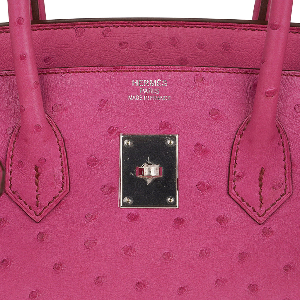 Birkin 35 Bag Fuchsia Ostrich Palladium Hardware