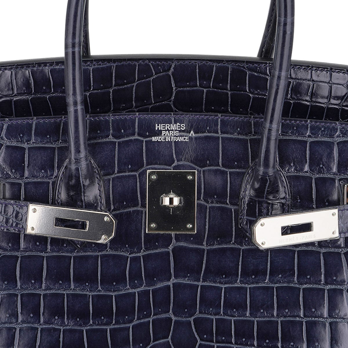 Birkin 35 Bleu Roi Porosus Crocodile Palladium Hardware
