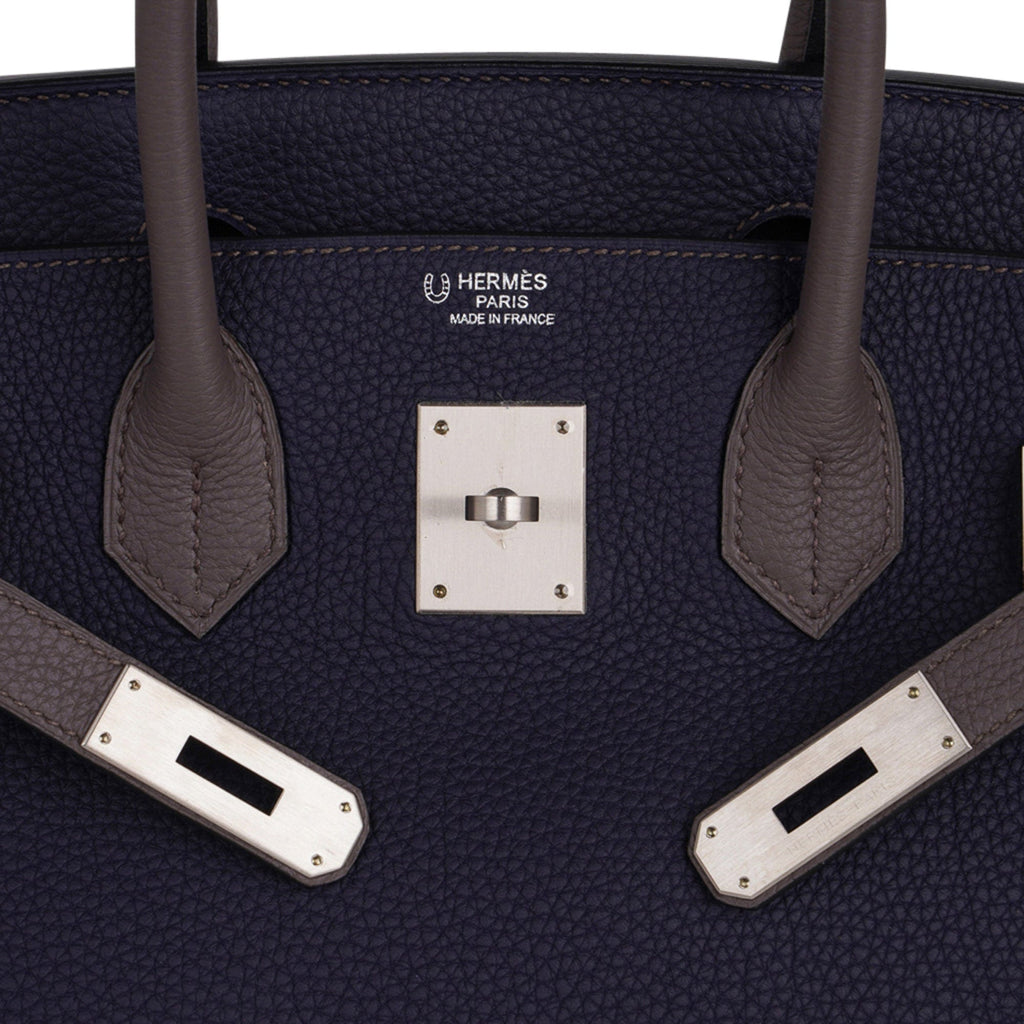 Special Order HSS Birkin 30 Bag Blue Nuit & Etain Togo Leather with Brushed Palladium Hardware