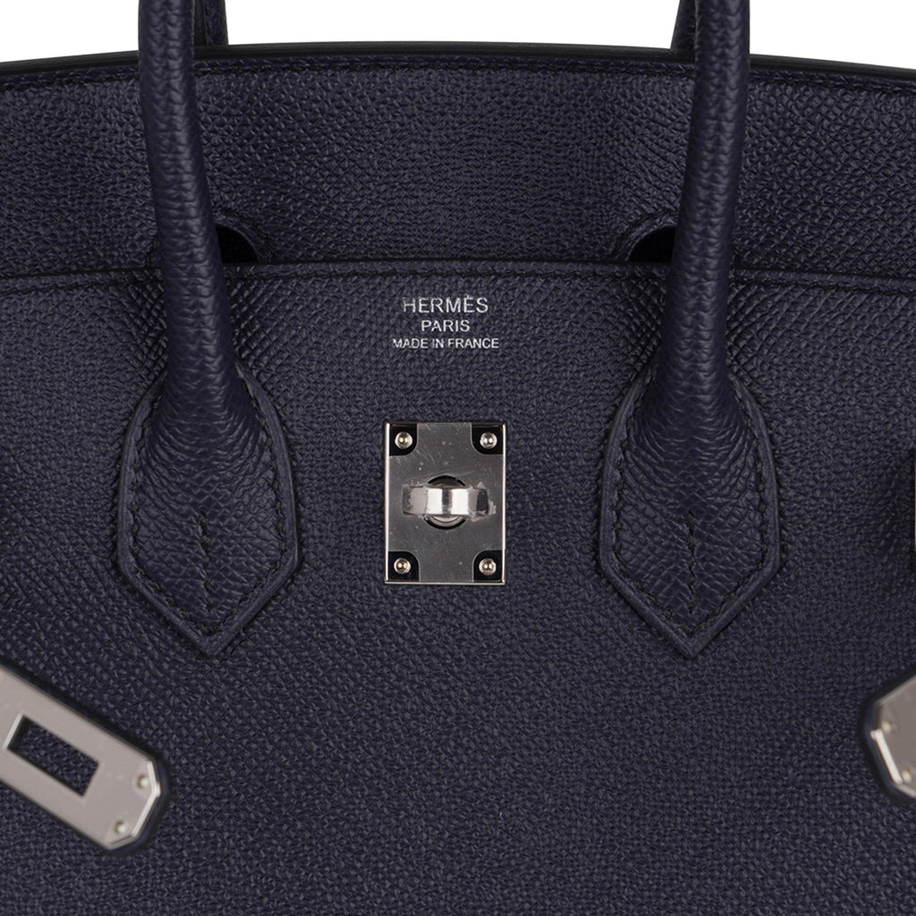 Birkin Sellier 25 Bag Blue Indigo Epsom Leather with Palladium Hardware
