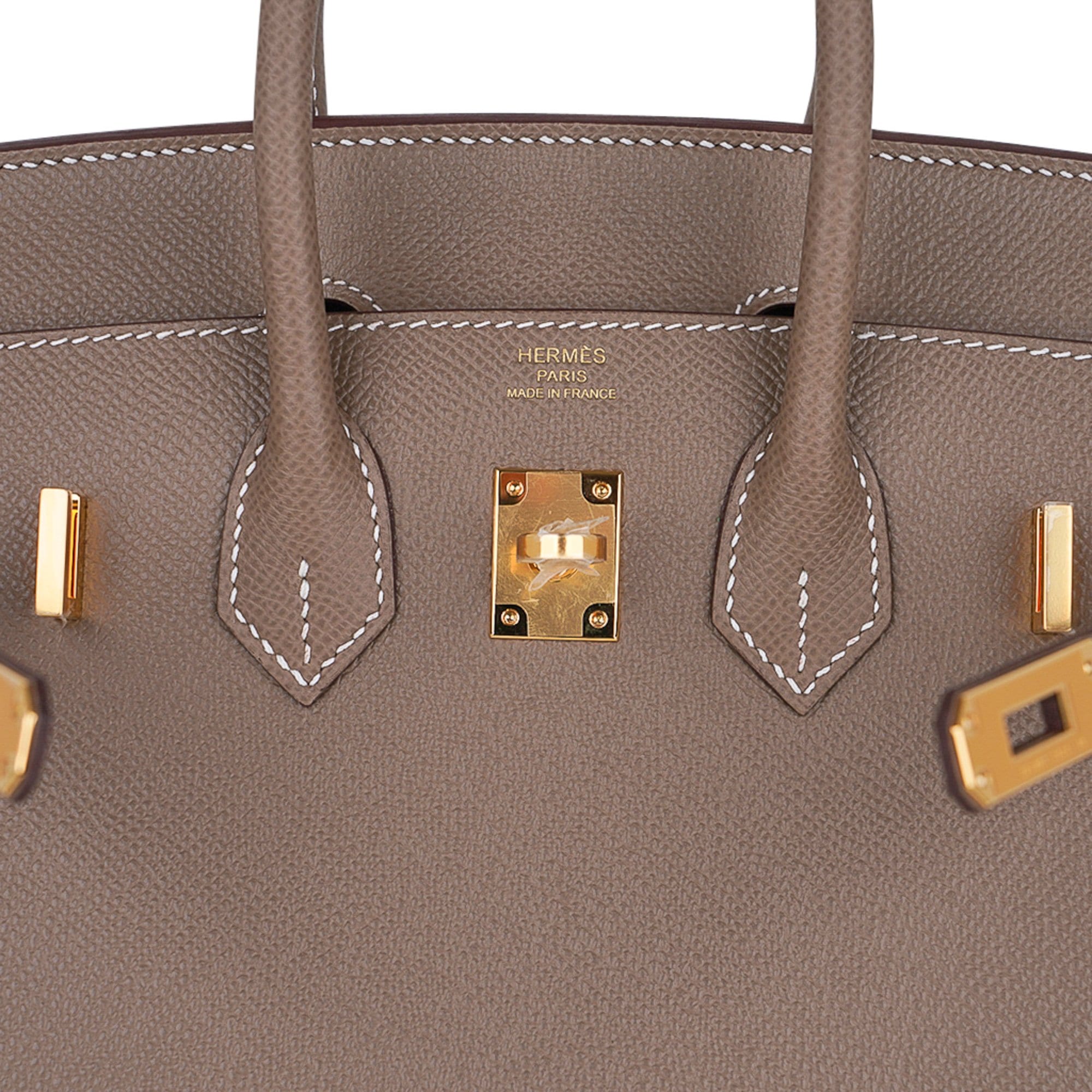 Birkin Sellier 25 Etoupe Gold Hardware Epsom Leather New w/Box