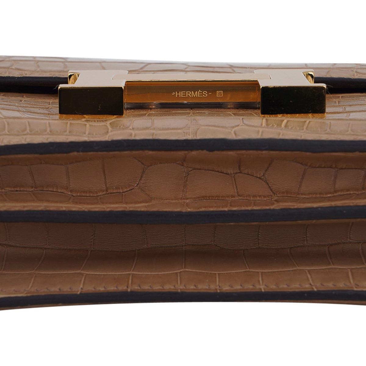 Mini Constance Bag 18 Chai Matte Alligator with Gold Hardware