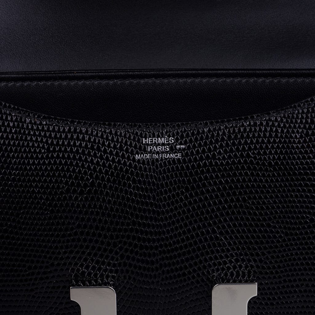 Mini Constance Bag 18 Black Lizard with Palladium Hardware