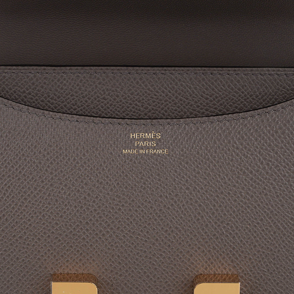 Mini Constance 18 Bag Etain Epsom Leather with Gold Hardware