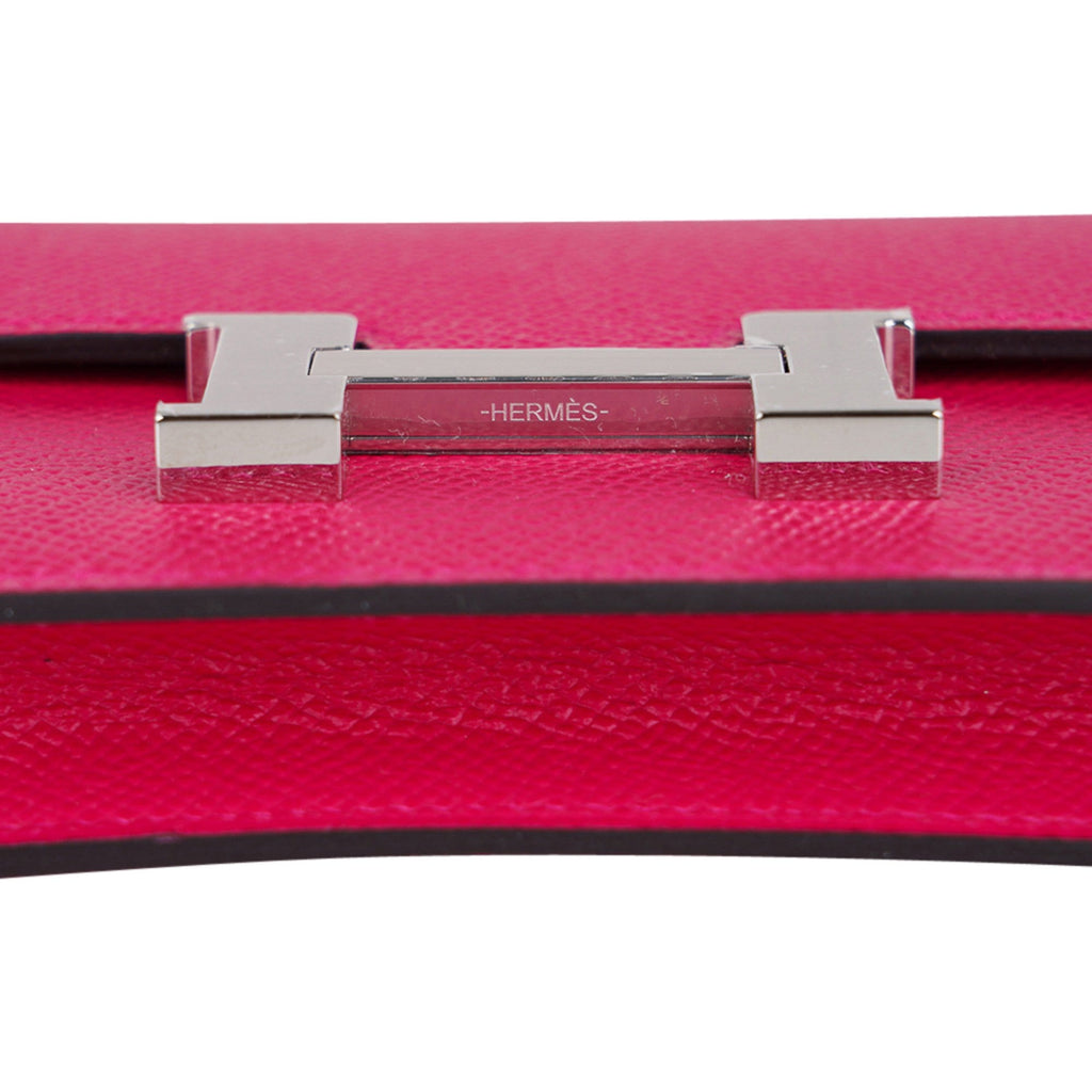 Constance Slim Wallet Waist Belt Bag Rose Mexico Epsom Palladium New/Box