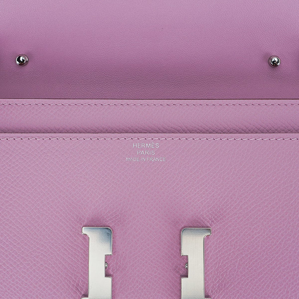 Constance Long To Go Wallet Mauve Sylvestre Epsom Leather with Palladium Hardware