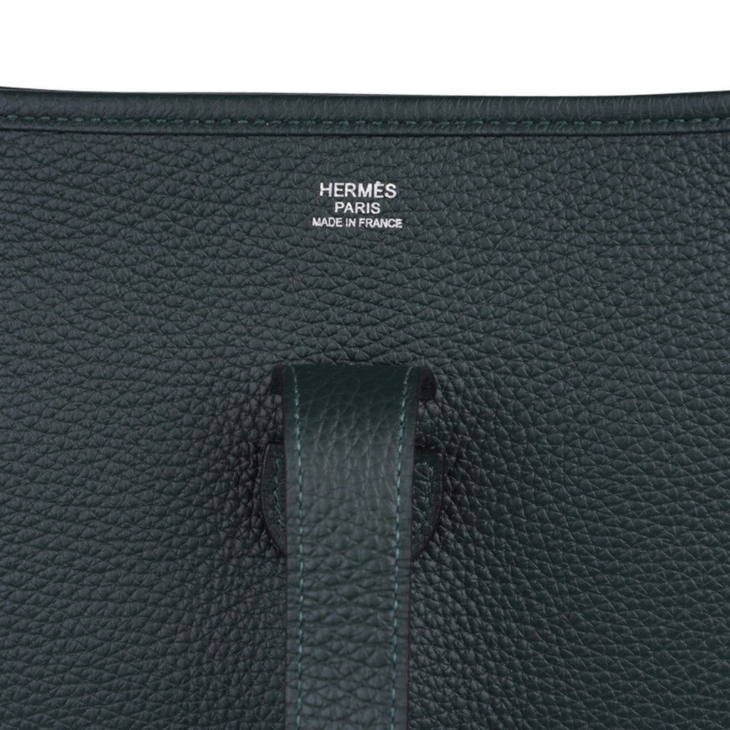 Bag Evelyne GM Vert Fonce Clemence Palladium Hardware New w/ Box