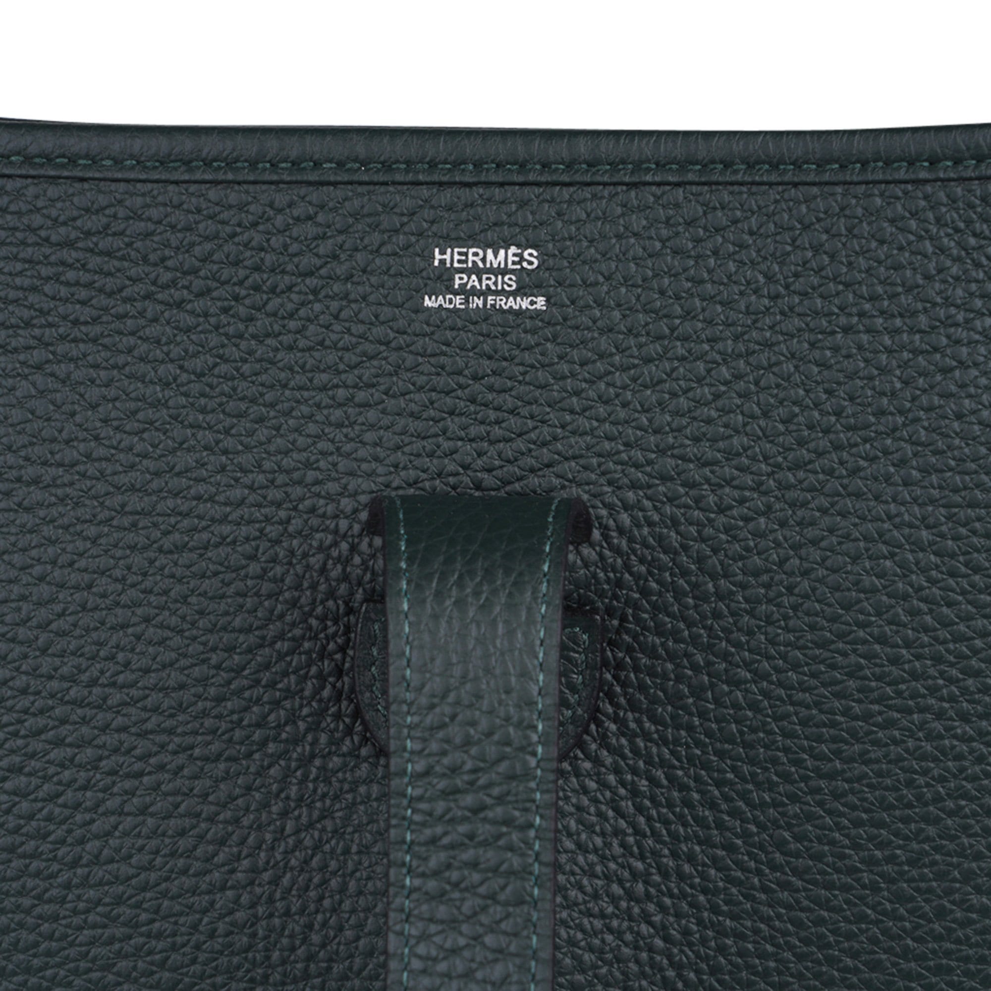 Bag Evelyne GM Vert Fonce Clemence Palladium Hardware New w/ Box