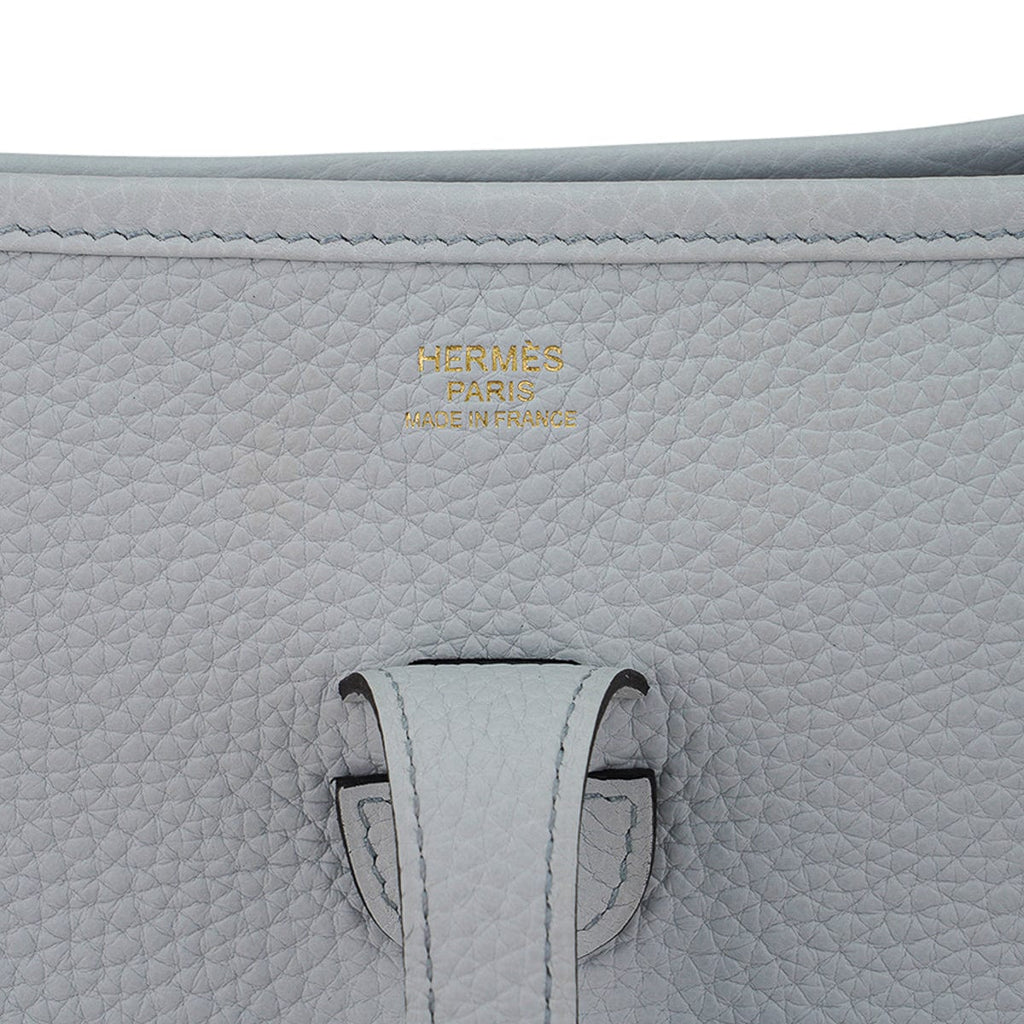 Evelyne PM Bag Blue Pale Clemence Leather with Gold Hardware